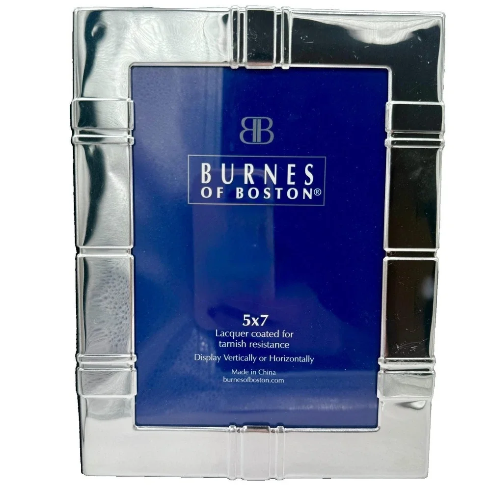Burnes of Boston Silver 5x7 Picture Frames Set of 5 Gallery Wall Metal Frames